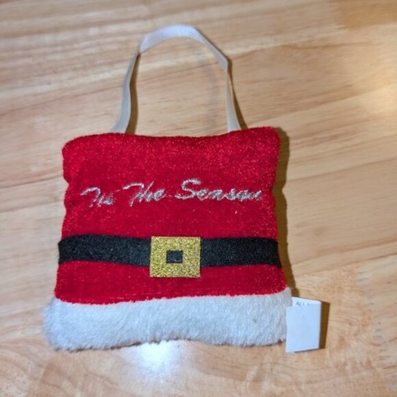 *3 FOR $9* Tis The Season Stuffed Plush Small Pillow Santa Claus Belt Ornament - Picture 1 of 2